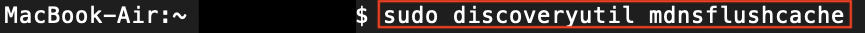 Screenshot: Mac terminal flush DNS command for MacOX 10.10