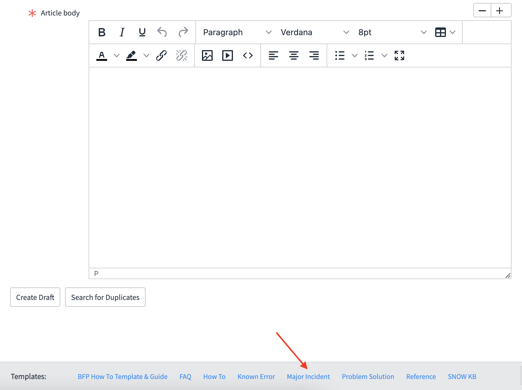 Major Incident Article Template 