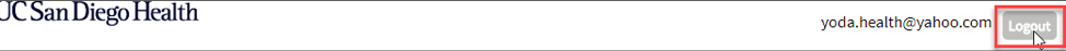 Screenshot: logout button