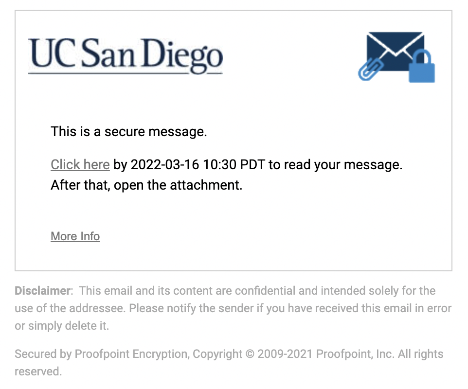 Screenshot: secure message notification attachment 