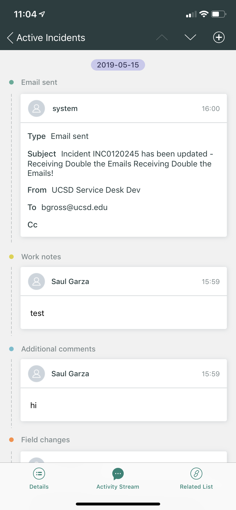 The button to add an attachment to a record can be found in the activity stream in the upper right-hand corner as  a plus symbol 