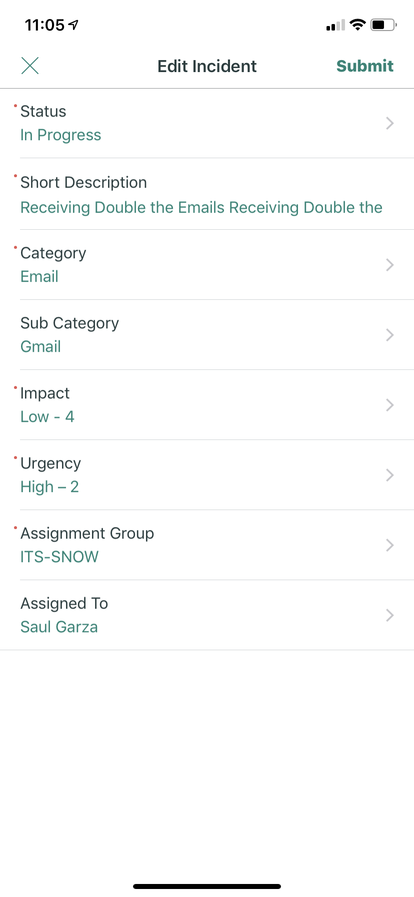 Once you finish editing a record, the submit button can be found in the upper right-hand corner of the screen