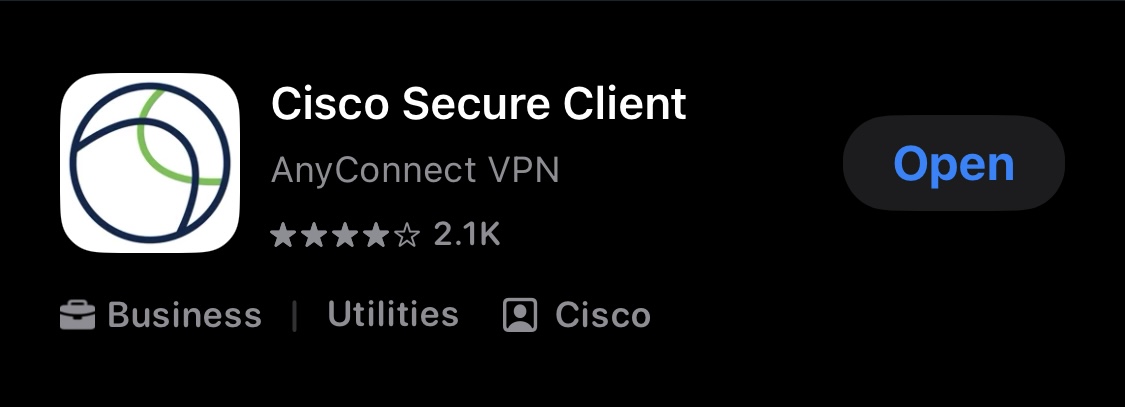 IMG_9774.jpeg Screenshot: AnyConnect app on App Store