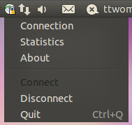 Screenshot: AnyConnect icon located in top right corner of screen. Quit available on drop down menu.