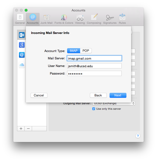Incoming Mail Server Information